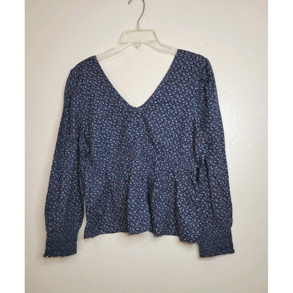 Madewell Womens Floral Long Sleeve Peplum‎ Blouse 100% Cotton Cottagecore Sz M